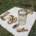Various items painted gold.